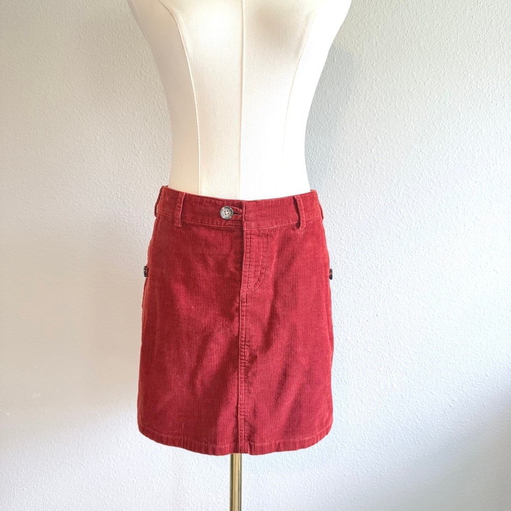 Banana Republic Red Corduroy Mini Skirt Womens Size 8 Preppy Boho Cotton